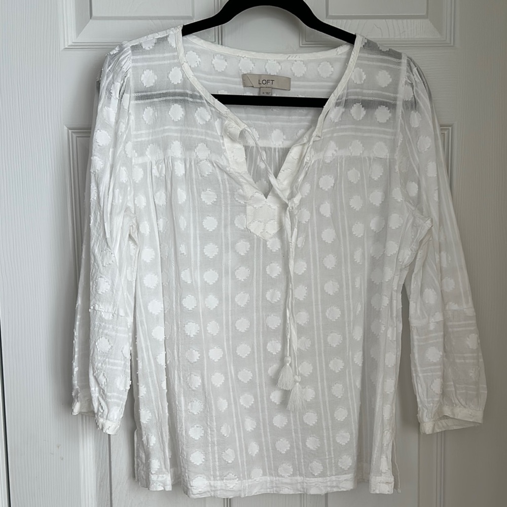 Loft 100% cotton white top